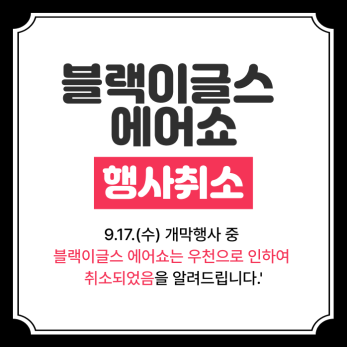 블랙이글스 에어쇼는 우천으로 인하여 취소